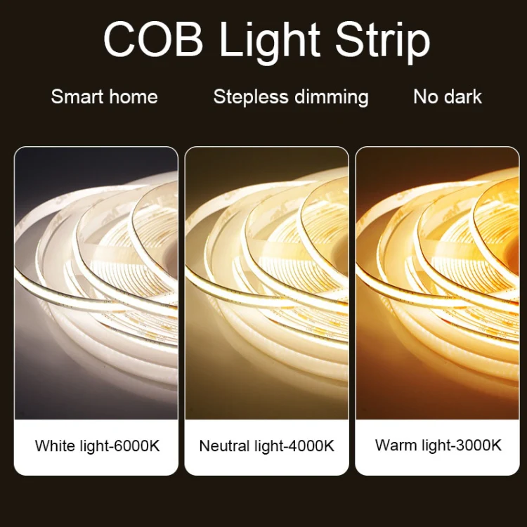 1m 24V 8mm Wide COB Adhesive Decorative LED Light Strip, Specification: 480 Beads-14W-95 Display(3000K) - Image 5