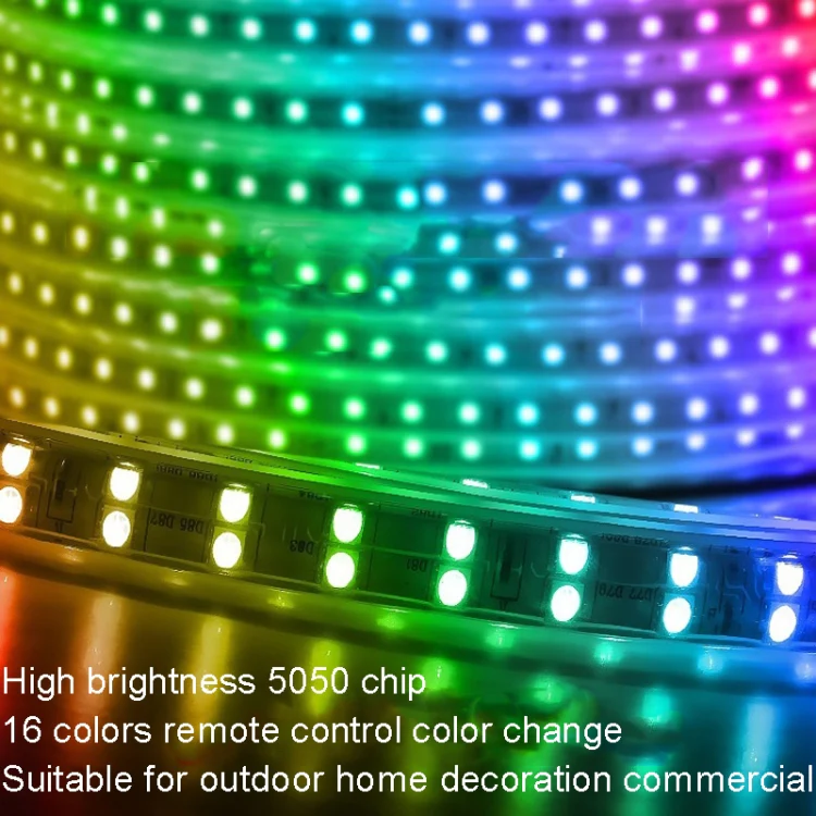 1m Waterproof Colorproof LED Strips Neon Light Bar, Style: 5050 60 Beads RGB Light Strip - Image 3