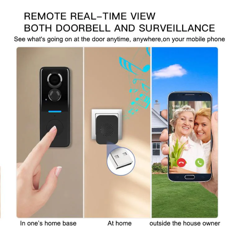 1MP HD Graffiti Smart Video Doorbell Camera Support PIR Motion Detection and Two-way Audio(Black) - Image 5
