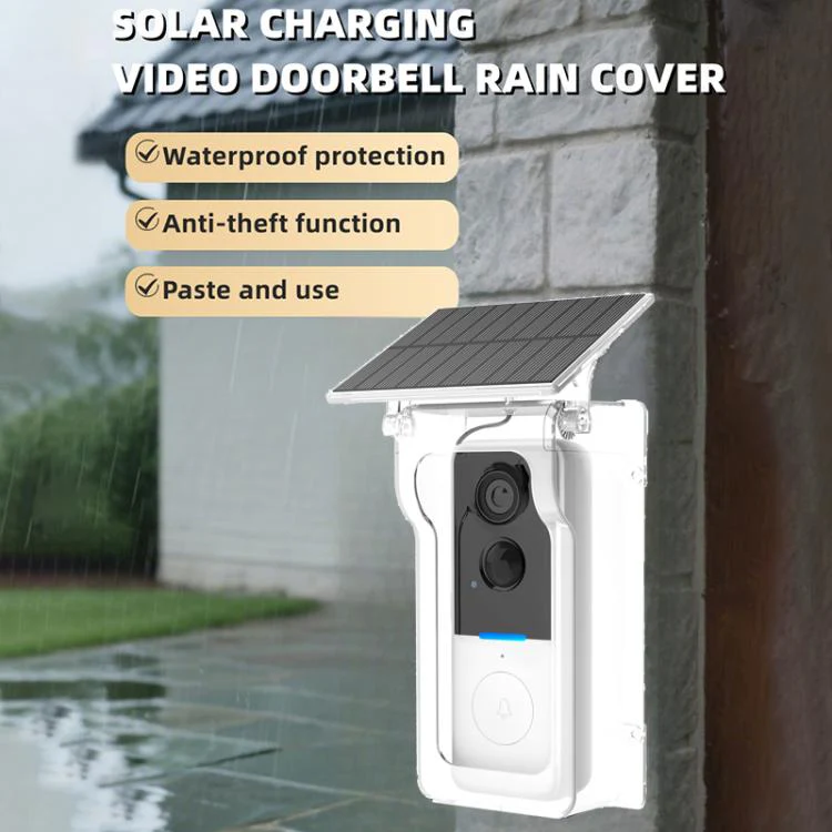 1MP HD Graffiti Smart Video Doorbell Camera With Solar Panel Charging Rain Cover(White+Transparent) - Image 2