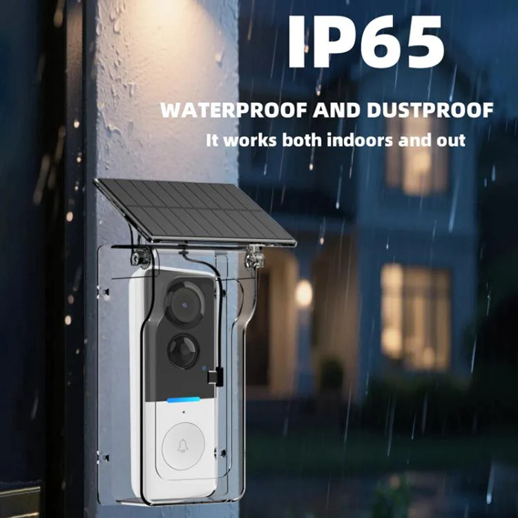1MP HD Graffiti Smart Video Doorbell Camera With Solar Panel Charging Rain Cover(White+Transparent) - Image 4