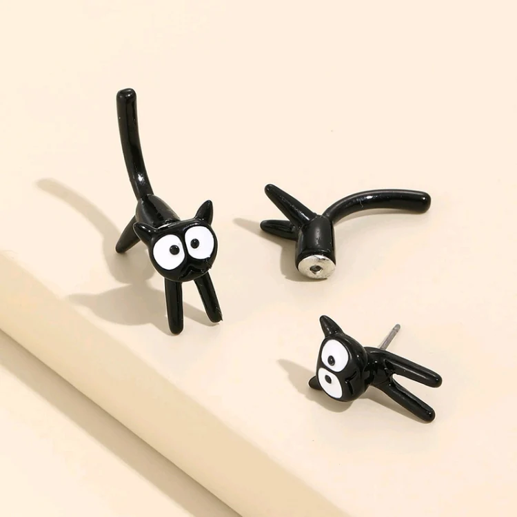 1pair Cute Cats Simple Ear Studs Ladies Detachable Earrings, Style: Model 1 - Image 2