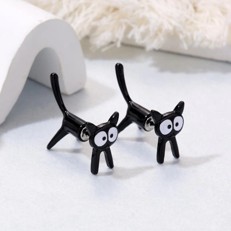 1pair Cute Cats Simple Ear Studs Ladies Detachable Earrings, Style: Model 2 - Image 4