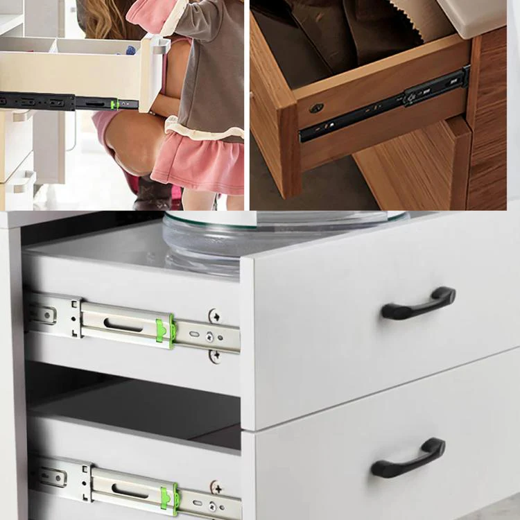 1pair Heavy-Duty Soft-Close Drawer Slides Thickened 3-Section Silent Soft-Close Slide Rails, Spec: Black Steel 16 inch 40cm - Image 9