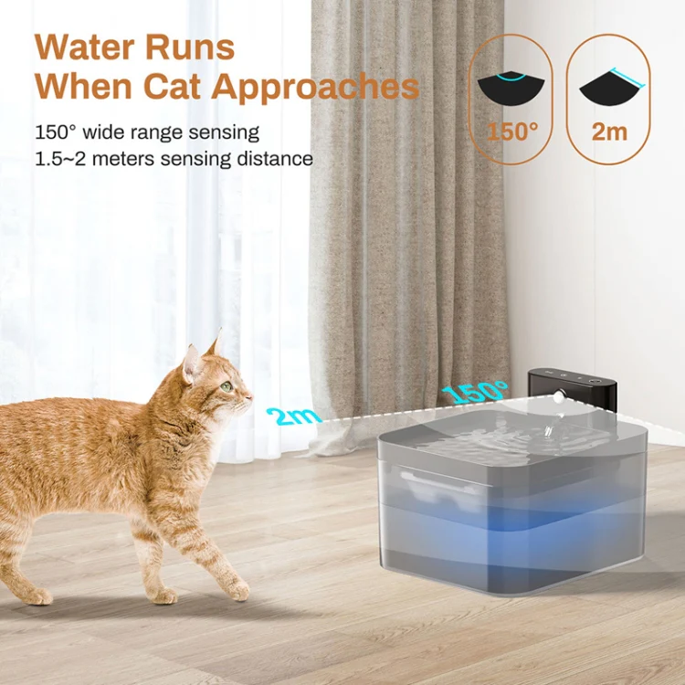2.2L Smart Pet Water Fountain Wireless Infrared Sensor Battery Model Cats Water Dispenser(291-Runway) - Image 7