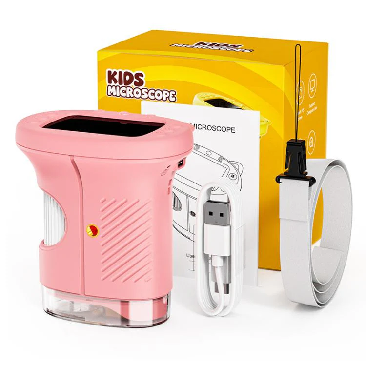 2.4 inch Screen Handheld Children Insect Observation Microscope(Pink)