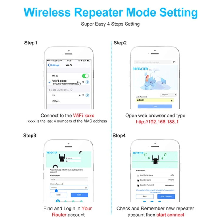 2.4G 300M Wi-Fi Amplifier Long Range WiFi Repeater Wireless Signal Booster EU Plug Black - Image 8