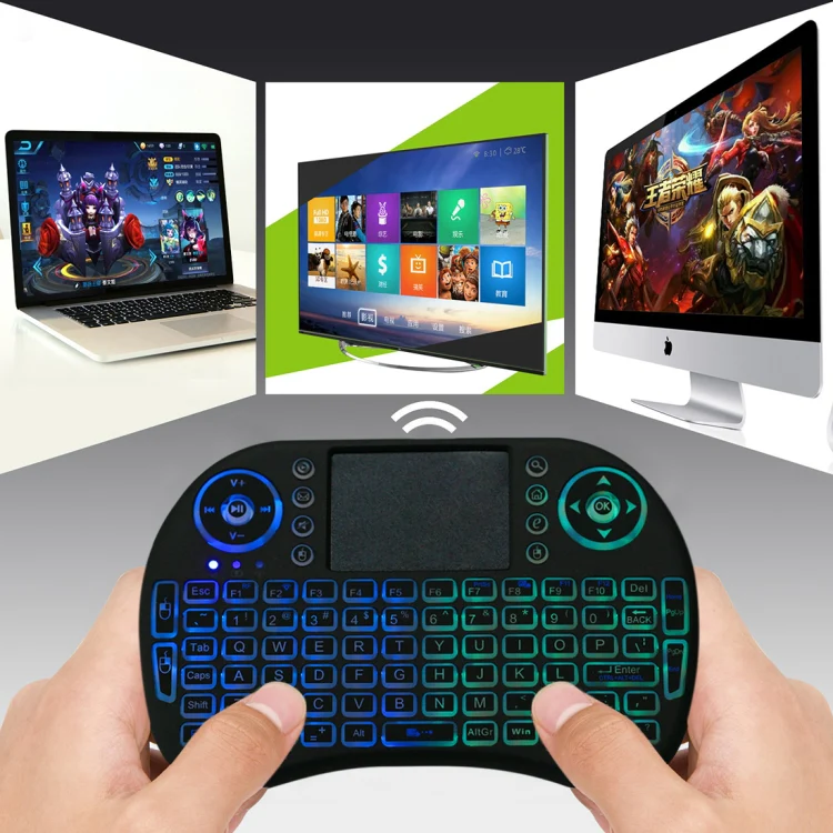 2.4GHz Mini i8 Wireless QWERTY Keyboard with Colorful Backlight & Touchpad & Multimedia Control for PC, Android TV BOX, X-BOX Player, Smartphones(Black) - Image 11