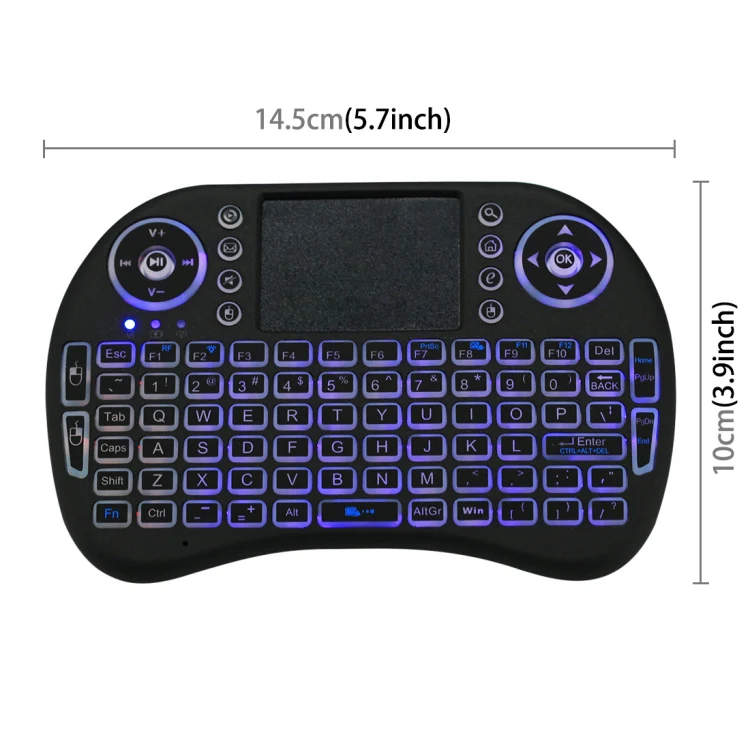 2.4GHz Mini i8 Wireless QWERTY Keyboard with Colorful Backlight & Touchpad & Multimedia Control for PC, Android TV BOX, X-BOX Player, Smartphones(Black) - Image 5