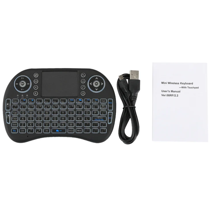 2.4GHz Mini i8 Wireless QWERTY Keyboard with Colorful Backlight & Touchpad & Multimedia Control for PC, Android TV BOX, X-BOX Player, Smartphones(Black) - Image 7