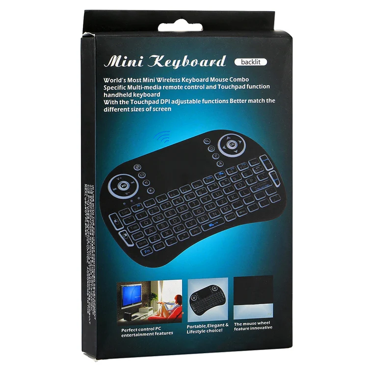 2.4GHz Mini i8 Wireless QWERTY Keyboard with Colorful Backlight & Touchpad & Multimedia Control for PC, Android TV BOX, X-BOX Player, Smartphones(Black) - Image 8
