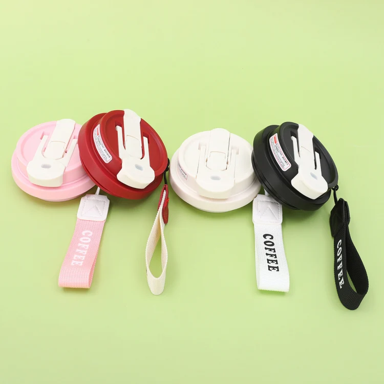 2.8 Inch Cup Mouth Straw Cup Lid Coffee Mug Replacement Lid With Hand Strip(Black) - Image 3