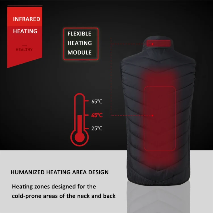 2 Area Single Control USB Electric Heating Undershirt Intelligent Warm Vest, Size: L(Red) - Image 3
