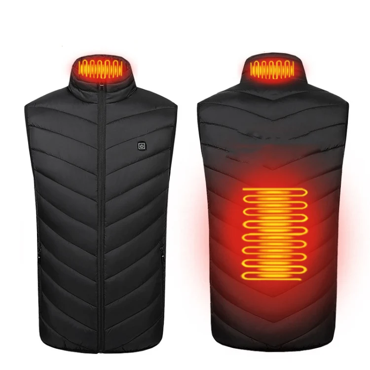 2 Area Single Control USB Electric Heating Undershirt Intelligent Warm Vest, Size: XXXXXXL(Black)