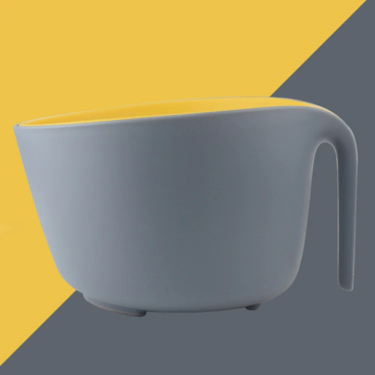 2 in 1 Double-layer Drain Basket Kitchen Plastic Fruit Vegetable Basket Salad Bowl(Yellow Gray) - Image 2