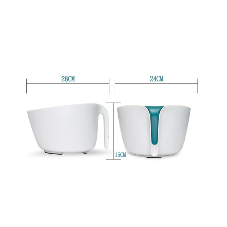 2 in 1 Double-layer Drain Basket Kitchen Plastic Fruit Vegetable Basket Salad Bowl(Yellow Gray) - Image 3