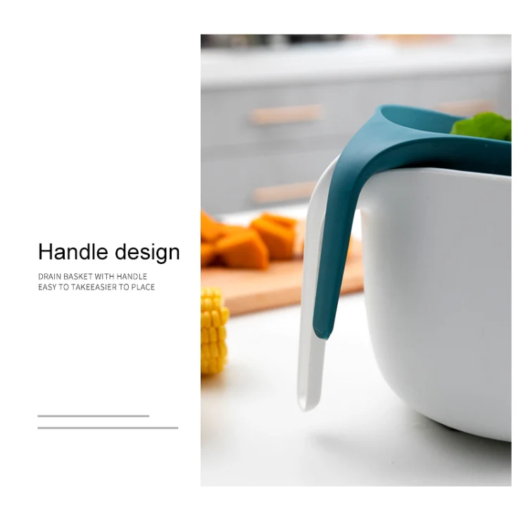 2 in 1 Double-layer Drain Basket Kitchen Plastic Fruit Vegetable Basket Salad Bowl(Yellow Gray) - Image 5