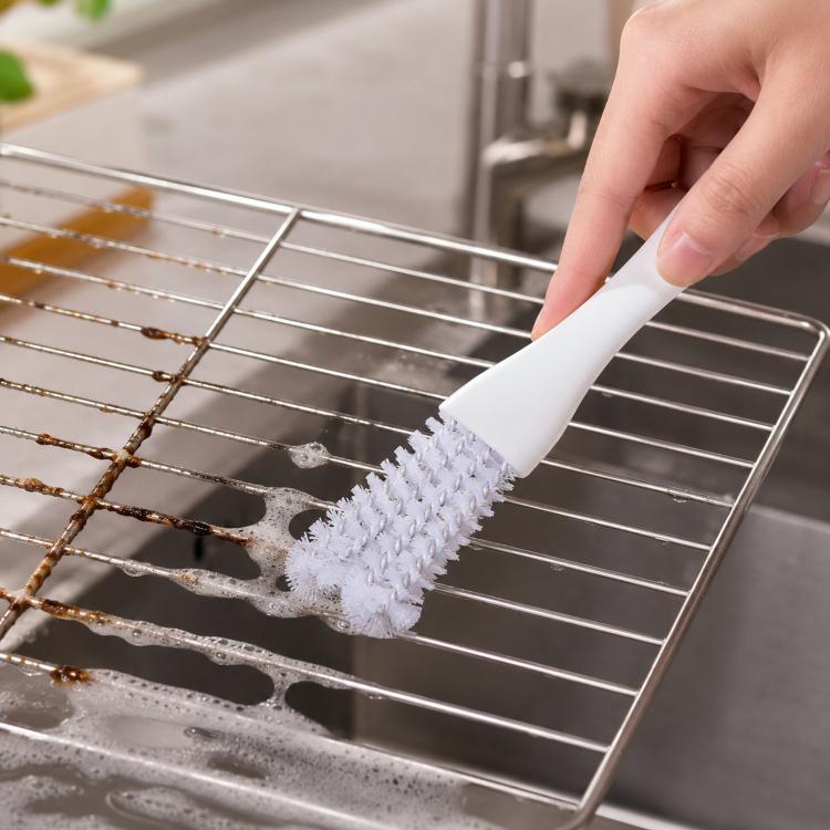 2-in-1 Grill Grate Cleaning Brush Wire Rack Cleaner with Tail Scraper, Handheld Stove Crevice Seam Brush(OPP Packaged)