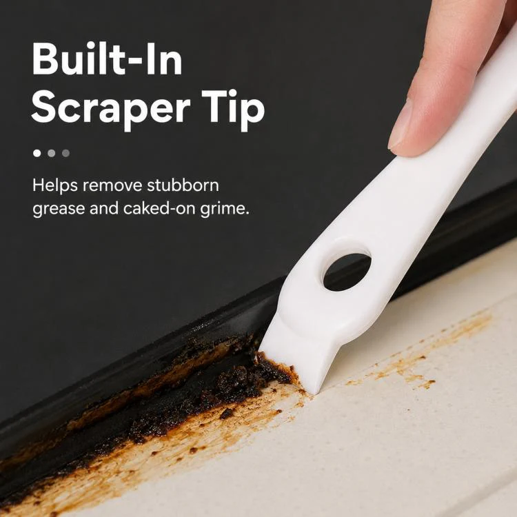 2-in-1 Grill Grate Cleaning Brush Wire Rack Cleaner with Tail Scraper, Handheld Stove Crevice Seam Brush(OPP Packaged) - Image 5