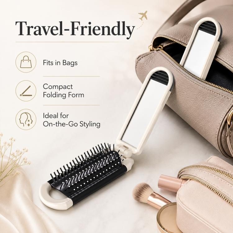 2 in 1 Portable Folding Massage Air Cushion Comb Mirror(White) - Image 7