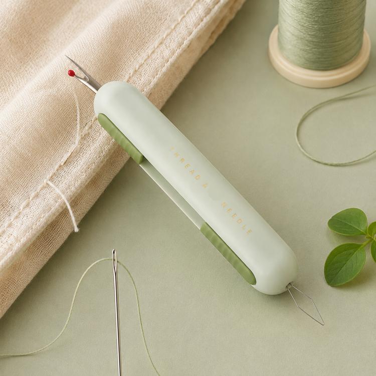 2-in-1 Seam Ripper and Needle Threader, Retractable Stitch Remover Tool for Hand Sewing, Double-Headed Threader & Seam Cutter(Green)
