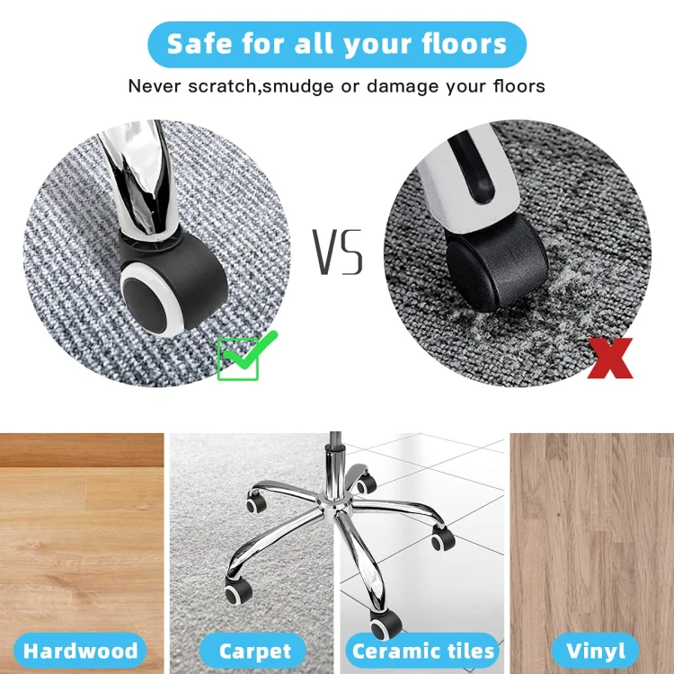 2 Inch 11 x 22mm Plunger Swivel Casters Chair Replacement Wheels(Gray) - Image 7