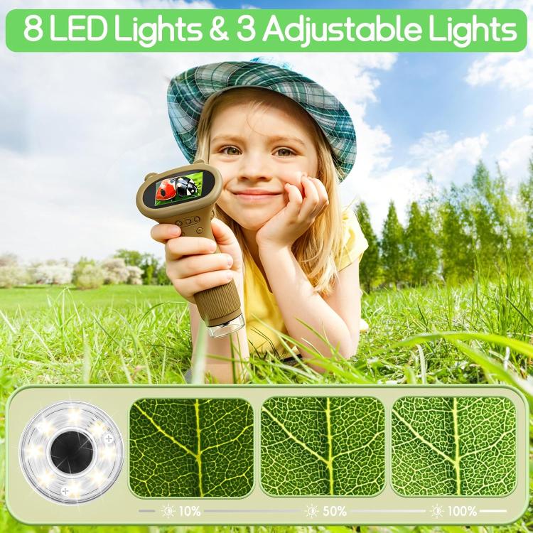 2 inch Screen Handheld Children Optical Microscope(Brown) - Image 5