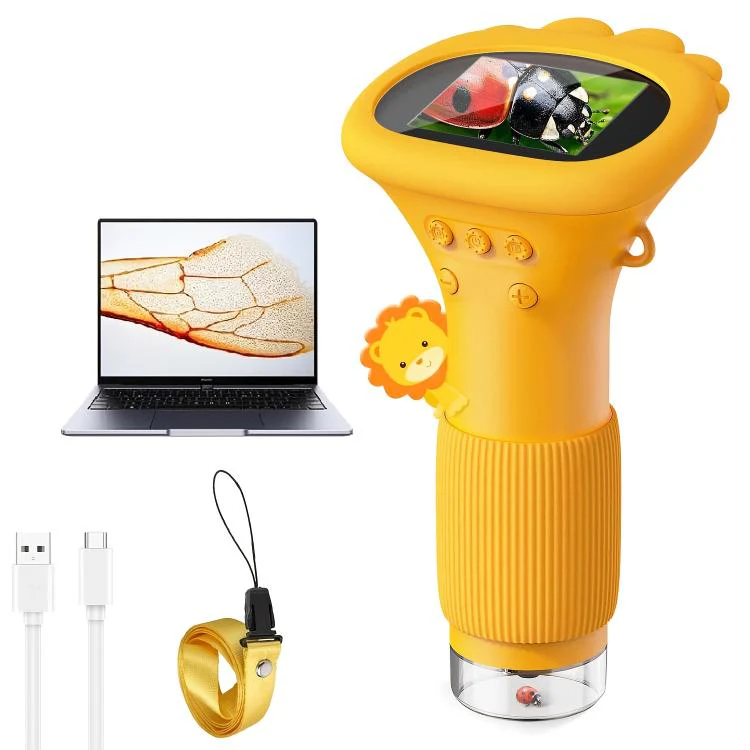 2 inch Screen Handheld Children Optical Microscope(Orange)