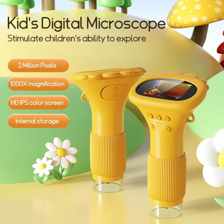 2 inch Screen Handheld Children Optical Microscope(Orange) - Image 2