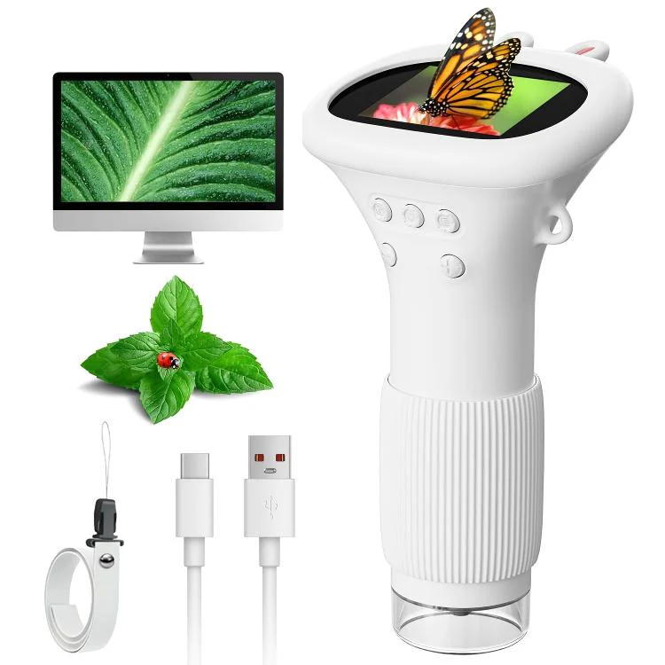 2 inch Screen Handheld Children Optical Microscope(White)