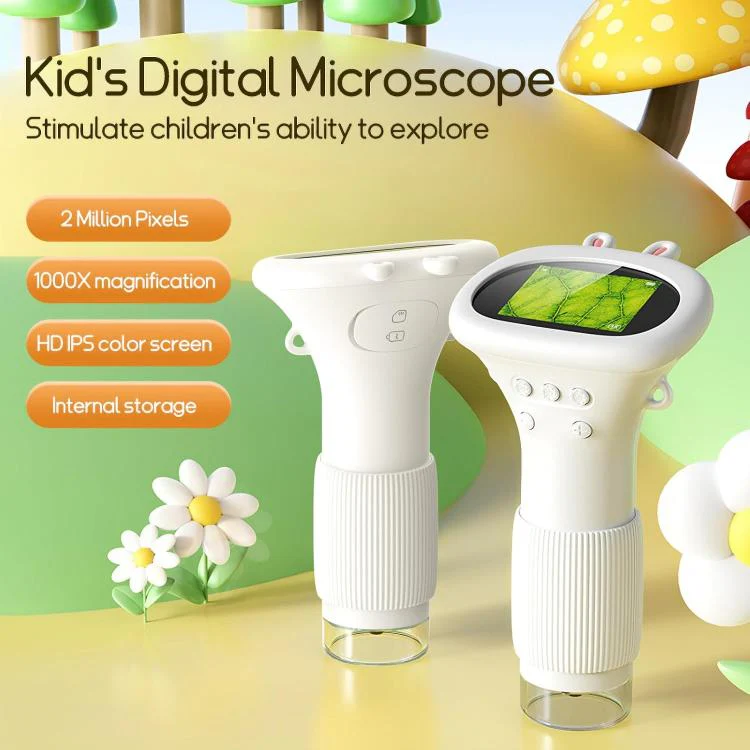 2 inch Screen Handheld Children Optical Microscope(White) - Image 2