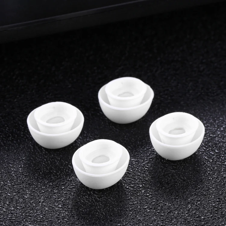 2 Pairs Soft Silicone Ear Caps with Net for AirPods Earphones, Size:M - Image 3