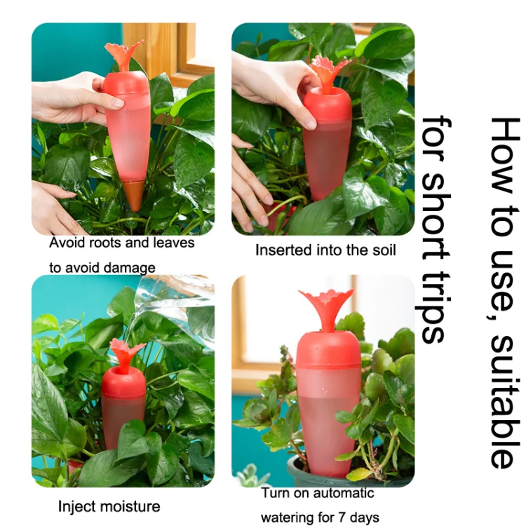 2 PCS Carrot-shaped Automatic Flower Watering Device Seepager(Red) - Image 7