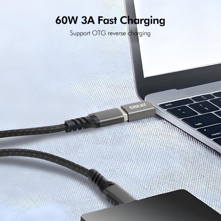 2 Pcs ENKAY ENK-AT134 10Gbps Female USB 3.2 A to Male USB C Data Adapter Aluminum Alloy Converter(Gunmetal Color) - Image 3