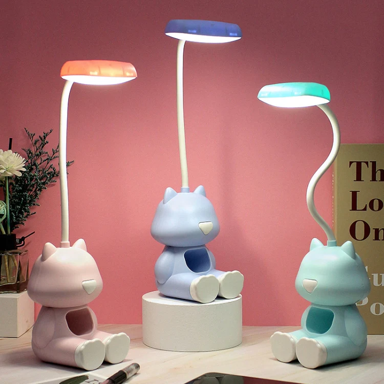 2 PCS FY6601 Cartoon Pen Holder Reading Desk Lamp LED Eye Protection Dormitory Student Bedroom Lamp(Blue) - Image 2