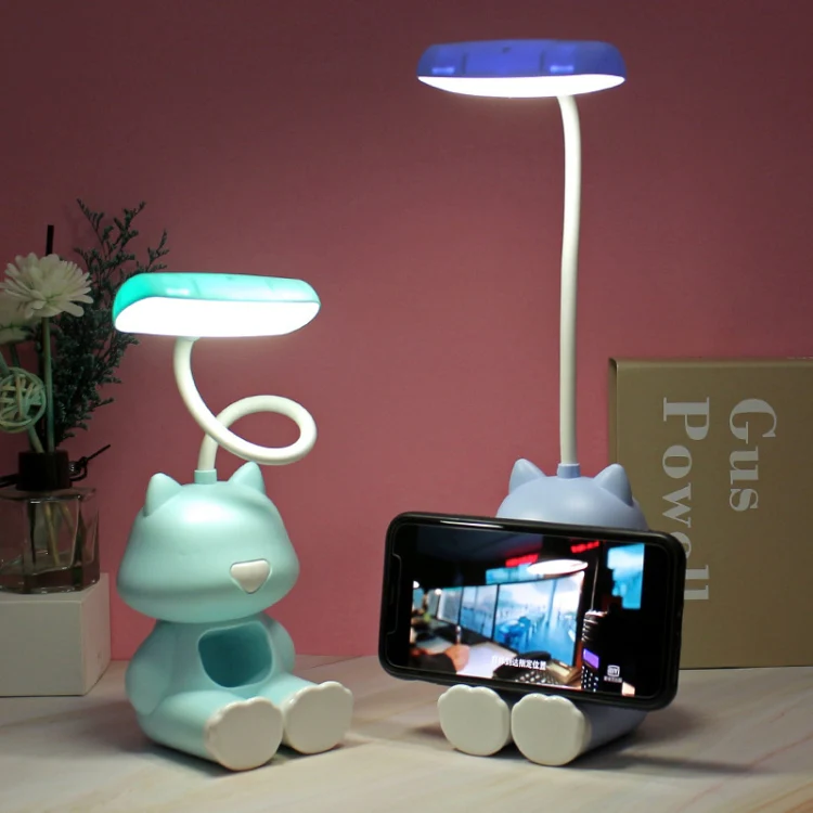 2 PCS FY6601 Cartoon Pen Holder Reading Desk Lamp LED Eye Protection Dormitory Student Bedroom Lamp(Blue) - Image 7