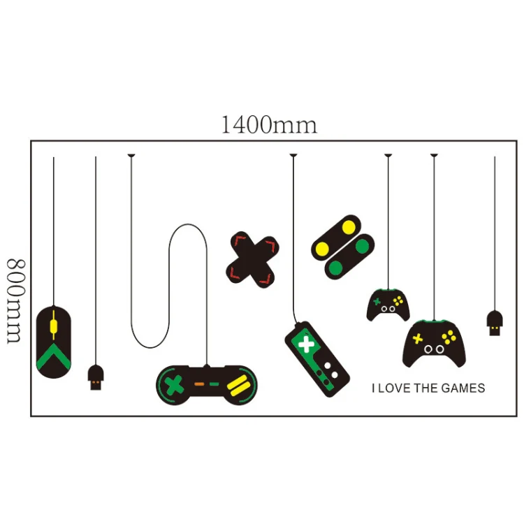 2 PCS Game Console Game Handle Chandelier Wall Stickers Internet Cafe Study Computer Desk Background Sticker - Image 2