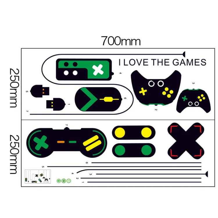 2 PCS Game Console Game Handle Chandelier Wall Stickers Internet Cafe Study Computer Desk Background Sticker - Image 3
