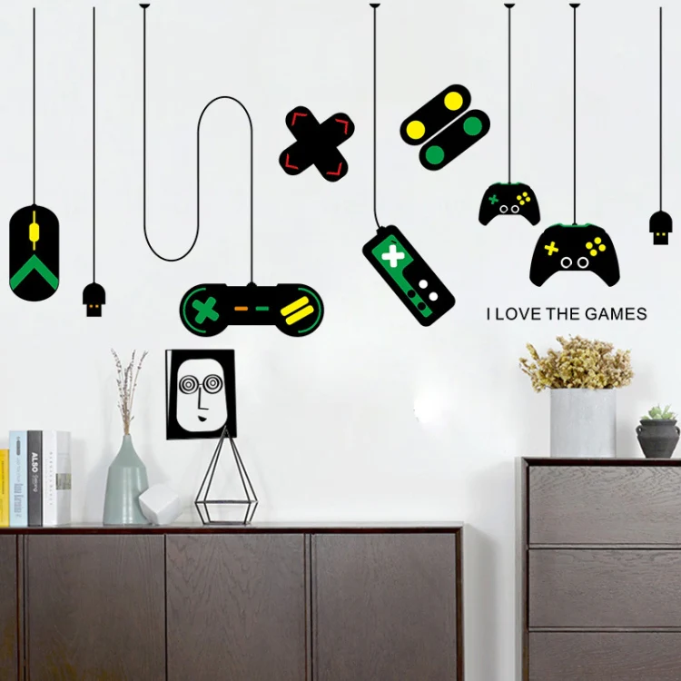 2 PCS Game Console Game Handle Chandelier Wall Stickers Internet Cafe Study Computer Desk Background Sticker - Image 6