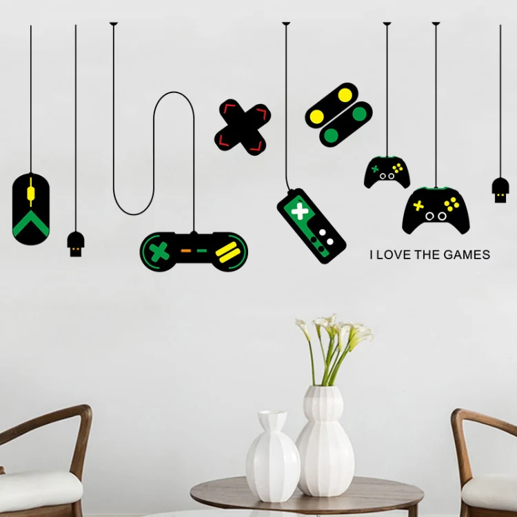 2 PCS Game Console Game Handle Chandelier Wall Stickers Internet Cafe Study Computer Desk Background Sticker - Image 7