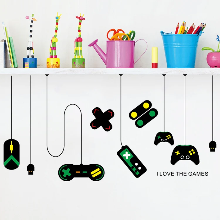 2 PCS Game Console Game Handle Chandelier Wall Stickers Internet Cafe Study Computer Desk Background Sticker - Image 8
