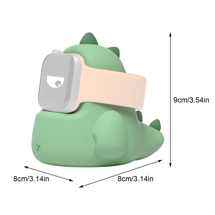 2 PCS H003 Cute Dinosaur Shaped Silicone Charging Stand without Watch For Apple Watch(White) - Image 6