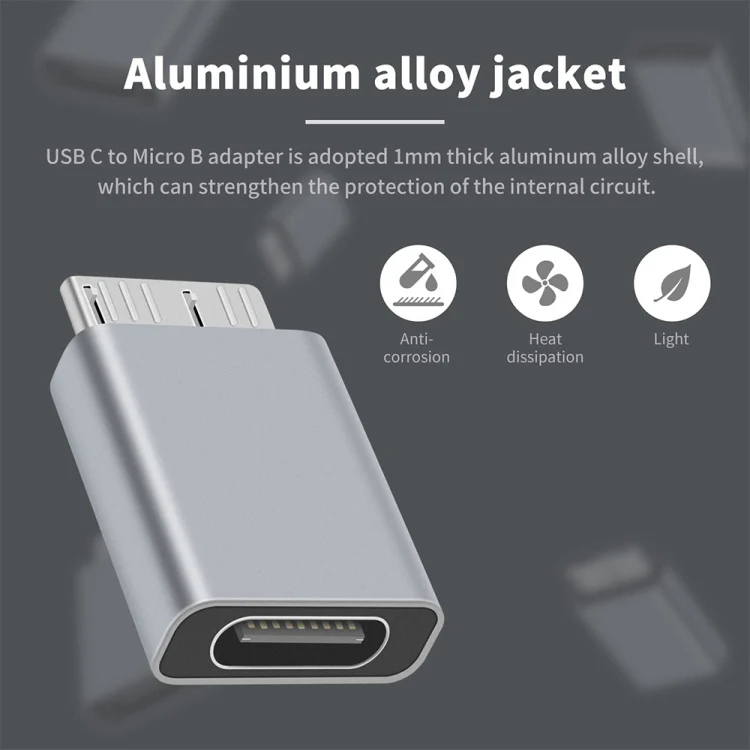 2 PCS JUNSUNMAY USB-C / Type-C Female to Male USB 3.0 Micro B Adapter Converter - Image 3