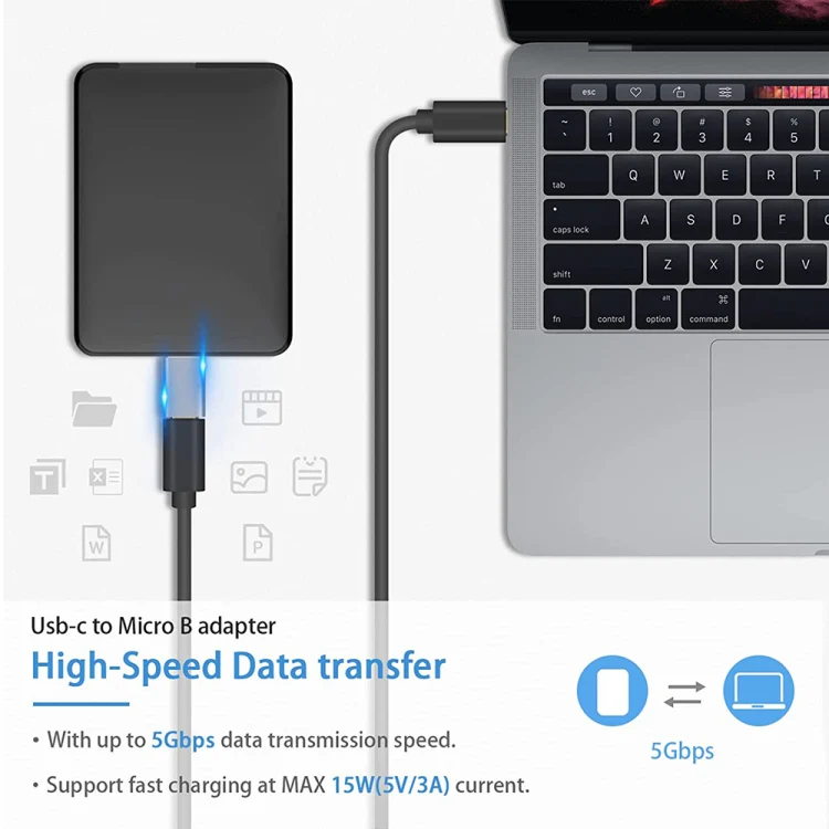 2 PCS JUNSUNMAY USB-C / Type-C Female to Male USB 3.0 Micro B Adapter Converter - Image 5