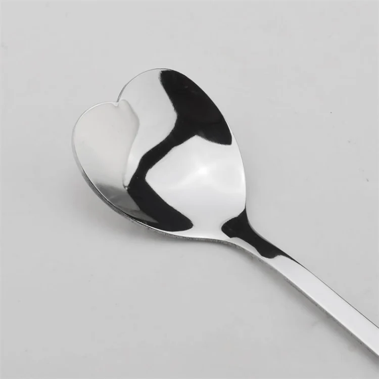 2 PCS Stainless Steel Spoon Portable Metal Coffee Teaspoon Creative Love Heart Shaped Wedding Party Gift Dinnerware, Color:Blue Porous Love - Image 5