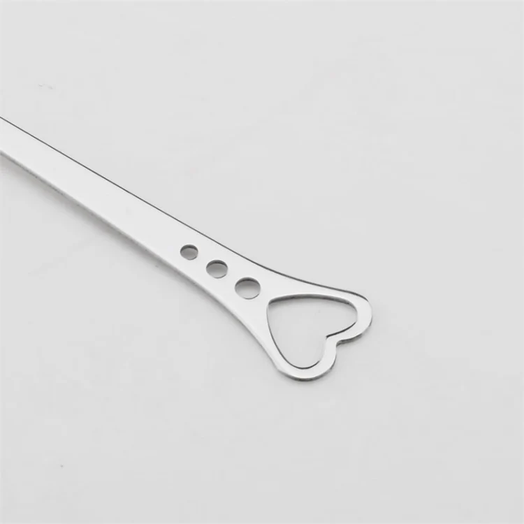 2 PCS Stainless Steel Spoon Portable Metal Coffee Teaspoon Creative Love Heart Shaped Wedding Party Gift Dinnerware, Color:Rose Gold Porous Love - Image 4