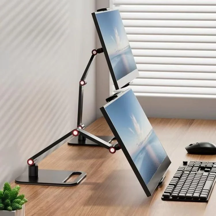 2-session Phone Tablet Monitor Desktop Stand Height and Angle Adjustable Bracket for Screen Within 17.3 Inch - Image 2