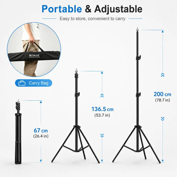 2 x 3m Thickened Photo Studio Background Support Stand Backdrop Crossbar Bracket (Black) - Image 3