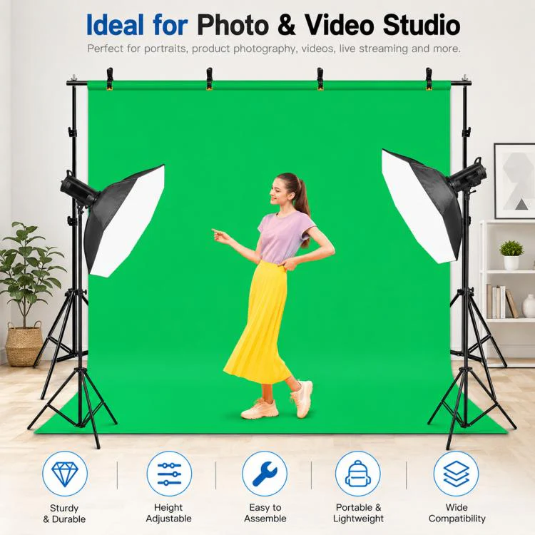 2 x 3m Thickened Photo Studio Background Support Stand Backdrop Crossbar Bracket (Black) - Image 7
