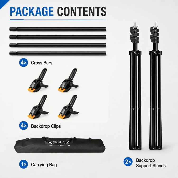 2 x 3m Thickened Photo Studio Background Support Stand Backdrop Crossbar Bracket (Black) - Image 9
